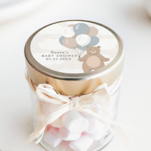 We Can Bearly Wait Neutral Blue Boy's Classic Round Sticker