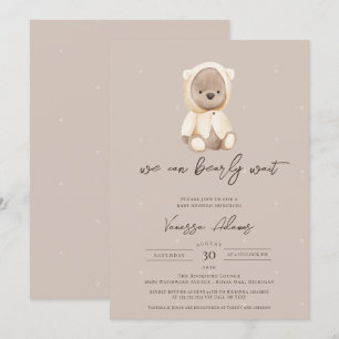 We Can Bearly Wait Neutral Teddy Bear Baby Shower  Invitation