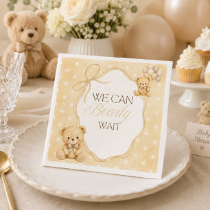 We Can Bearly Wait Neutral Teddy Bear Baby Shower Napkin