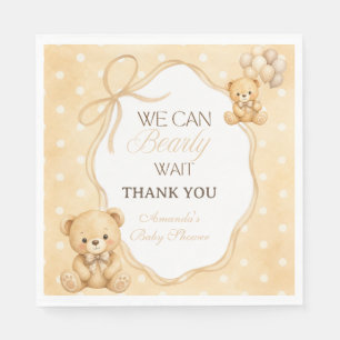 We Can Bearly Wait Neutral Teddy Bear Baby Shower Napkin
