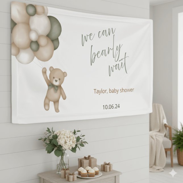 We Can Bearly Wait Neutral Teddy Bear Banner (Creator Uploaded)