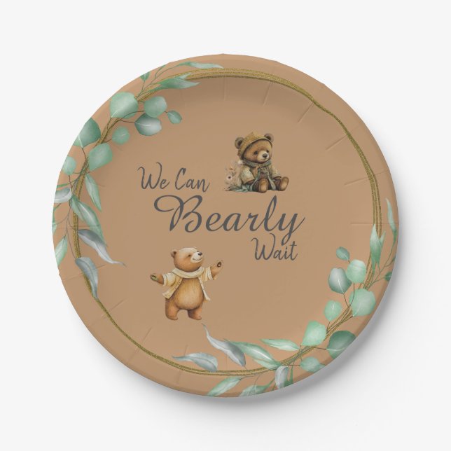 We Can BEARLY Wait!  Paper Plate (Front)
