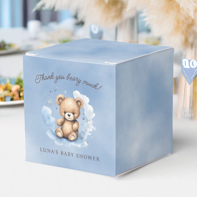 We Can Bearly Wait Pastel Blue Baby Shower Favour Box (Creator Uploaded)