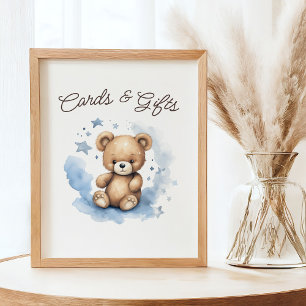 We Can Bearly Wait Pastel Blue Baby Shower Poster