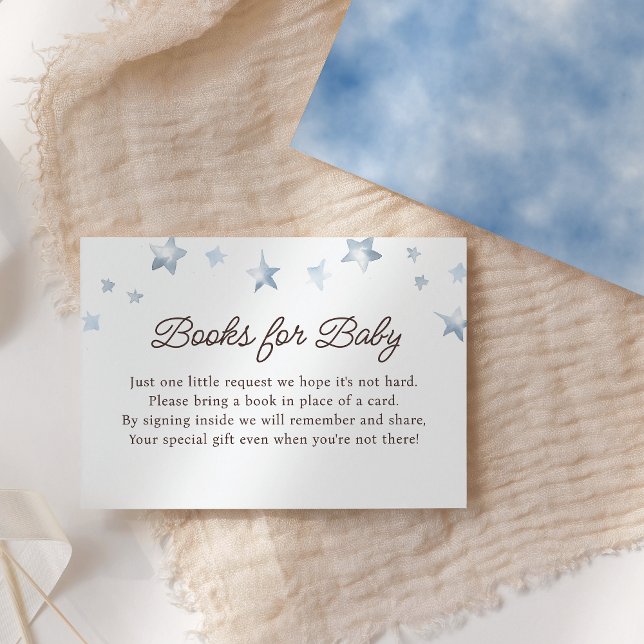 We Can Bearly Wait Pastel Blue Books For Baby Enclosure Card (Creator Uploaded)