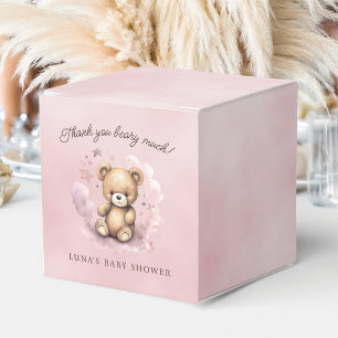 We Can Bearly Wait Pastel Pink Baby Shower Favour Box