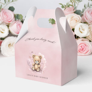 We Can Bearly Wait Pastel Pink Baby Shower Gable Favour Box