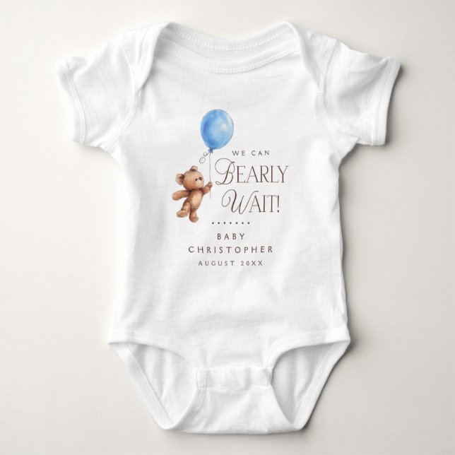 We Can Bearly Wait Personalised Baby Bodysuit (Front)