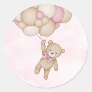 We Can Bearly Wait Pink Baby Shower Classic Round Sticker