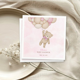 We Can Bearly Wait Pink Baby Shower Napkin