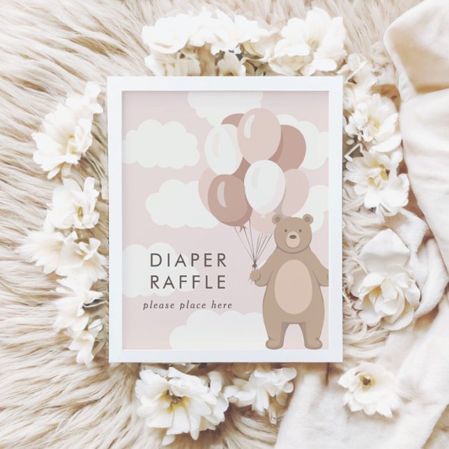 We Can Bearly Wait | Pink Baby Shower Raffle Sign (Creator Uploaded)