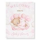 We Can Bearly Wait Pink Baby shower welcome sign