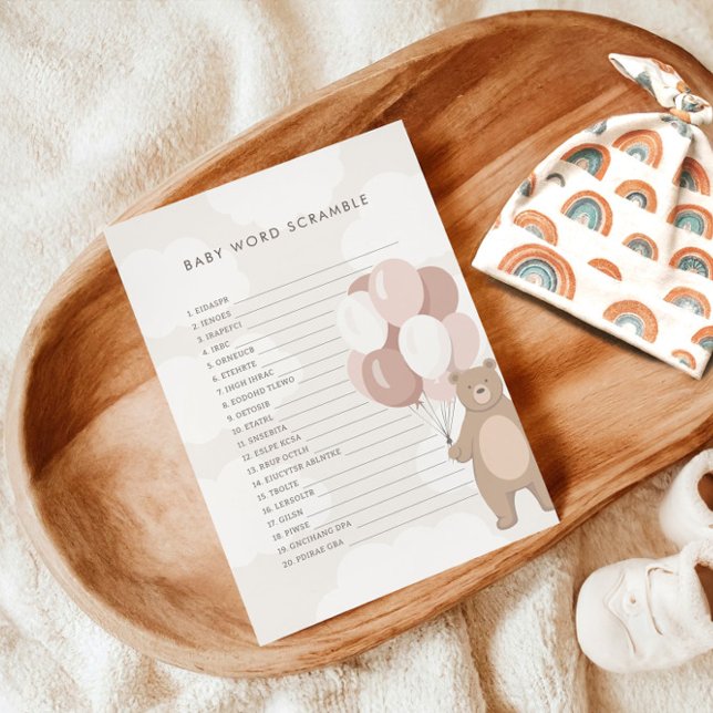 We Can Bearly Wait | Pink Baby Word Scramble Enclosure Card (Creator Uploaded)