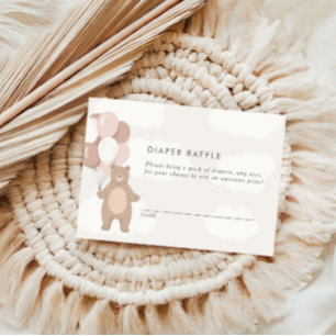 We Can Bearly Wait Pink Diaper Raffle Shower Enclosure Card