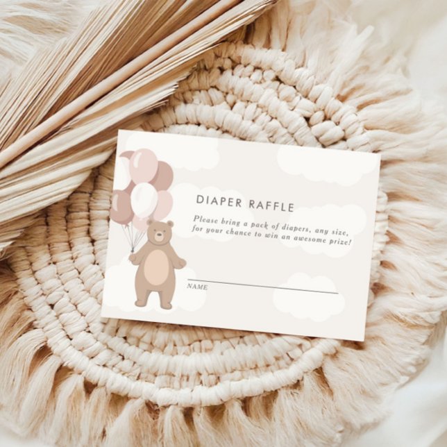 We Can Bearly Wait | Pink Diaper Raffle Shower Enclosure Card (Creator Uploaded)