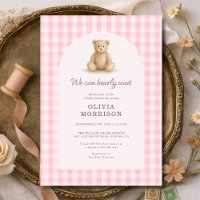 We Can Bearly Wait Pink Gingham Baby Shower