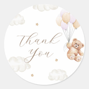 We Can Bearly Wait Pink Girl Baby Shower Classic Round Sticker