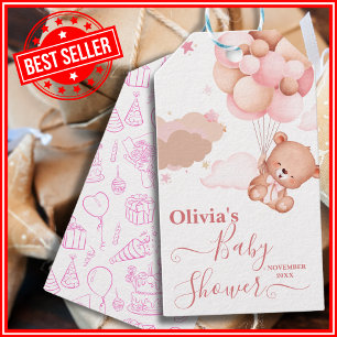 We Can Bearly Wait Pink Girl Baby Shower Gift Tags