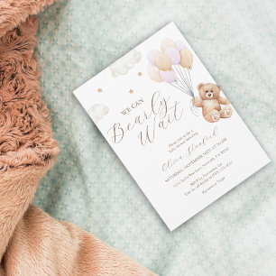 We Can Bearly Wait Pink Girl Baby Shower Invitation