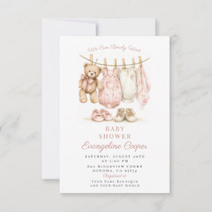 We Can Bearly Wait Pink Girl Baby Shower Invitation