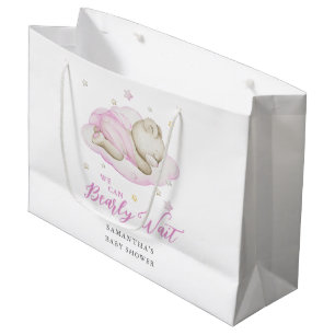 We Can Bearly Wait Pink Girl Baby Shower  Large Gift Bag
