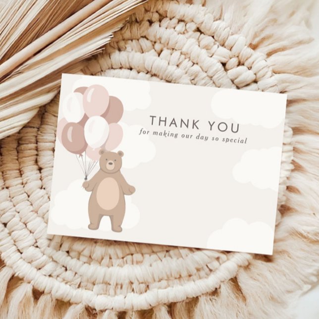 We Can Bearly Wait | Pink Girls Thank You Card (Creator Uploaded)
