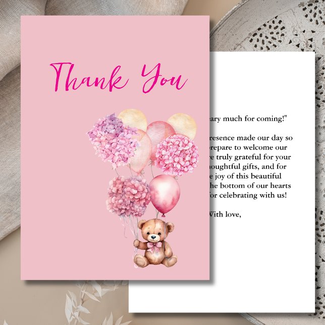 We can bearly wait pink hydrangea Thank you cards (Creator Uploaded)