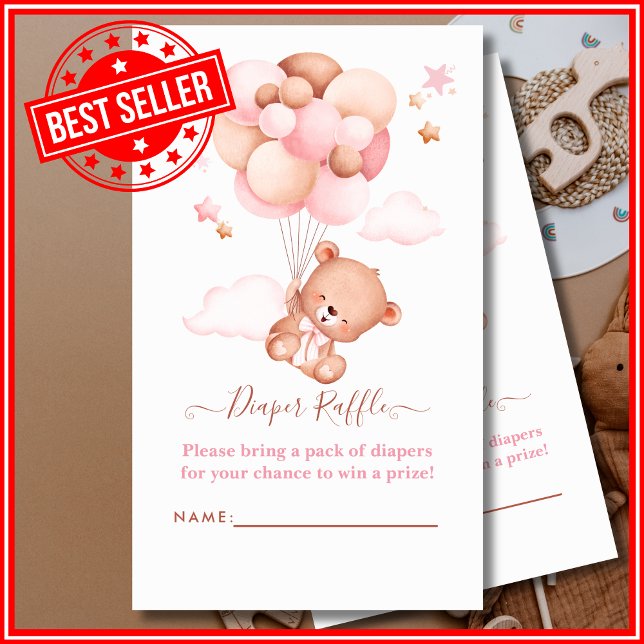 We Can Bearly Wait Pink Pooh Bear Baby Shower Enclosure Card (Creator Uploaded)