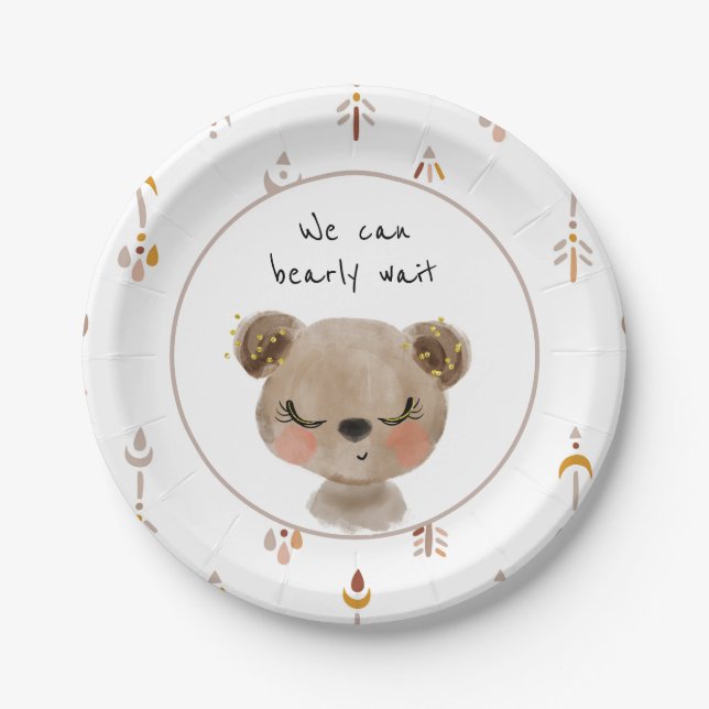 We Can Bearly Wait Plates Teddy Bear Baby Shower (Front)