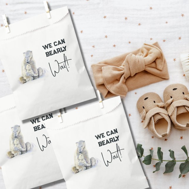 We Can Bearly Wait Polar Bear Winter Baby Shower Favour Bags (Creator Uploaded)