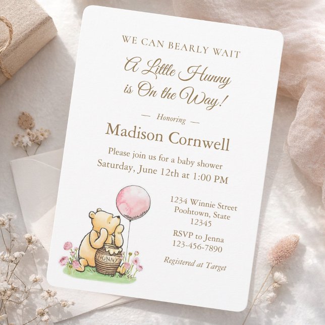 We Can Bearly Wait Pooh Baby Shower Neutral  Invitation (Creator Uploaded)