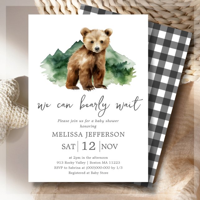 We Can Bearly Wait Rustic Baby Shower Invitation (Creator Uploaded)