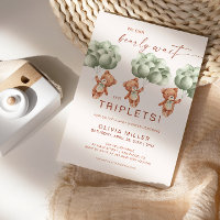 We Can Bearly Wait Sage Green Triplets Baby Shower