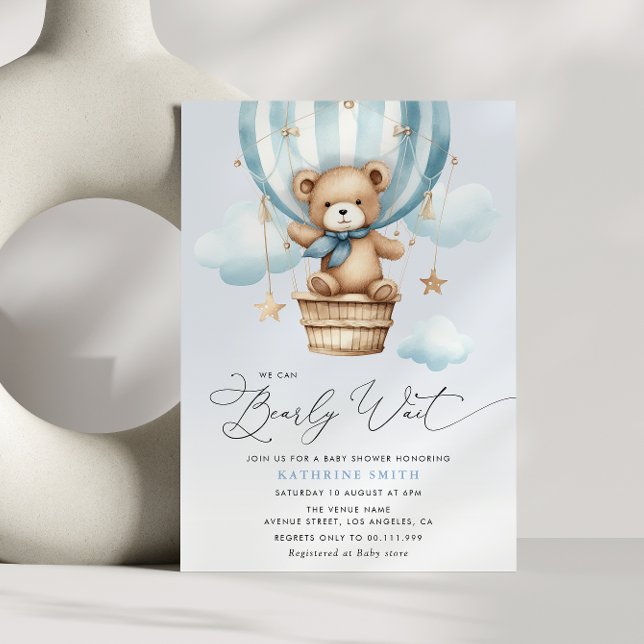 We Can Bearly Wait Script Baby  Invitation (Creator Uploaded)