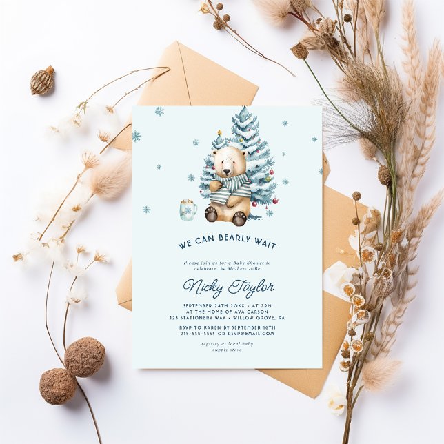 We can Bearly Wait Snow Bear Baby Shower Invitation (Creator Uploaded)