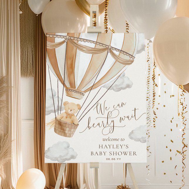 We Can Bearly Wait Tan Baby Shower Poster (Creator Uploaded)