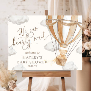 We Can Bearly Wait Tan Baby Shower Poster