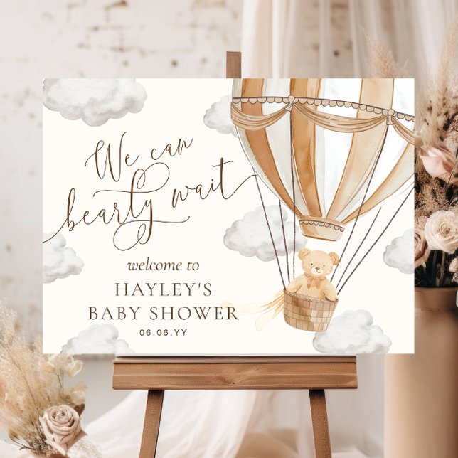 We Can Bearly Wait Tan Baby Shower Poster (Creator Uploaded)