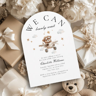 We Can Bearly Wait! Teddy Bear & Aeroplane  Invitation