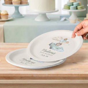 We Can Bearly Wait Teddy Bear Aeroplane Tabeware Paper Plate