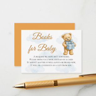 We Can Bearly Wait Teddy Bear Baby Boy Shower Enclosure Card