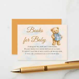 We Can Bearly Wait Teddy Bear Baby Boy Shower Enclosure Card