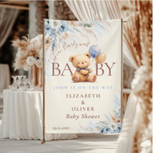 We Can Bearly Wait Teddy Bear Baby Shower Backdrop Banner