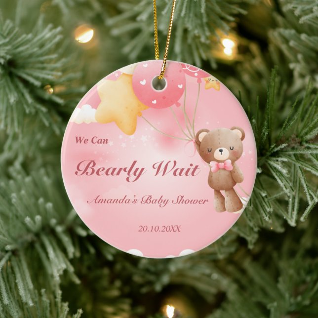 We Can Bearly Wait! Teddy Bear Baby Shower Ceramic Tree Decoration (Tree)