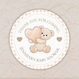 We Can Bearly Wait Teddy Bear Baby Shower Classic Round Sticker