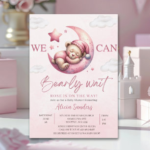 We can Bearly wait - Teddy Bear Baby shower Girl Invitation