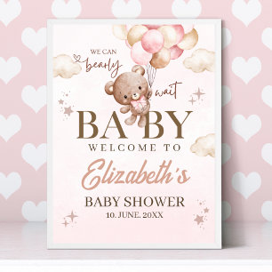 We can Bearly wait - Teddy Bear Baby shower Girl Poster