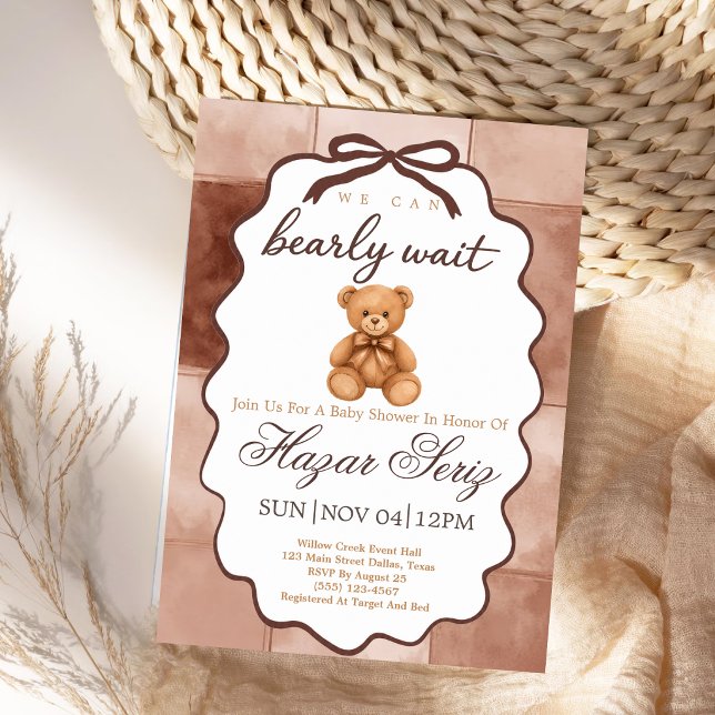 We Can Bearly Wait Teddy Bear Baby Shower Invitation (Creator Uploaded)