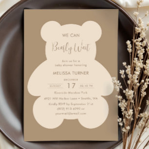 We Can Bearly Wait Teddy Bear Baby Shower Invitation