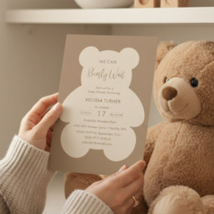 We Can Bearly Wait Teddy Bear Baby Shower Invitation